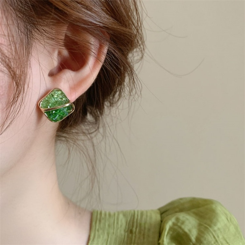 Bông Tai Đính Đá Pha Lê Màu Sắc Gradient Phong Cách Pháp Thời Trang Cho Nữ