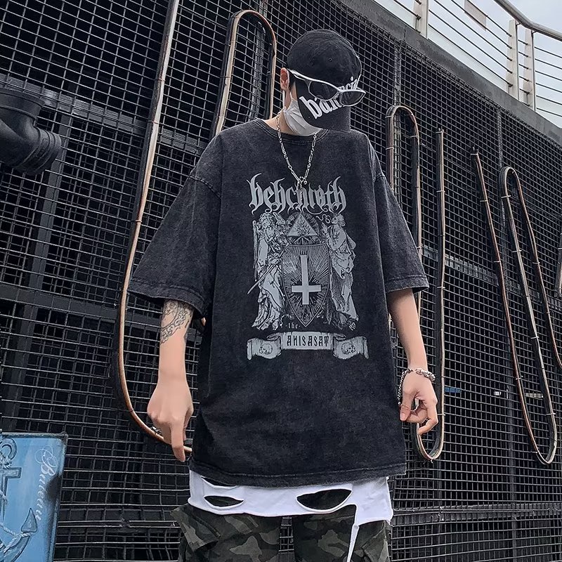 Áo Thun Cotton Ngắn Tay Phong Cách Retro Đường Phố Cho Nam