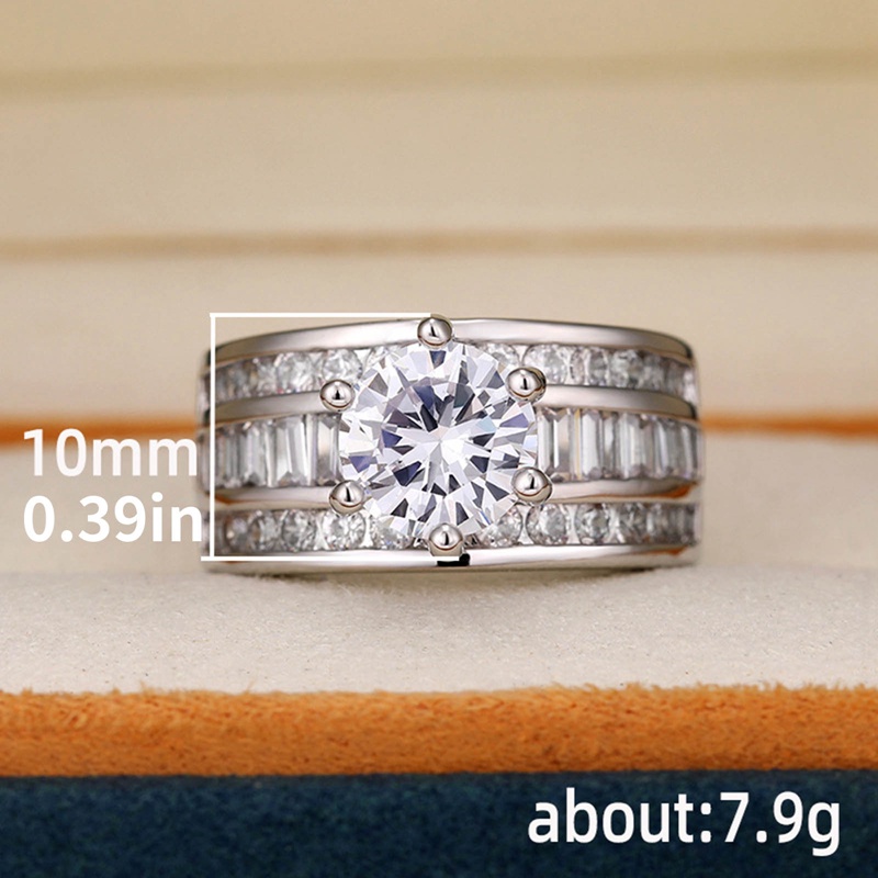 Ygt Nhẫn Cưới Đính Đá Zircon Màu Bạc Sang Trọng Cho Nữ