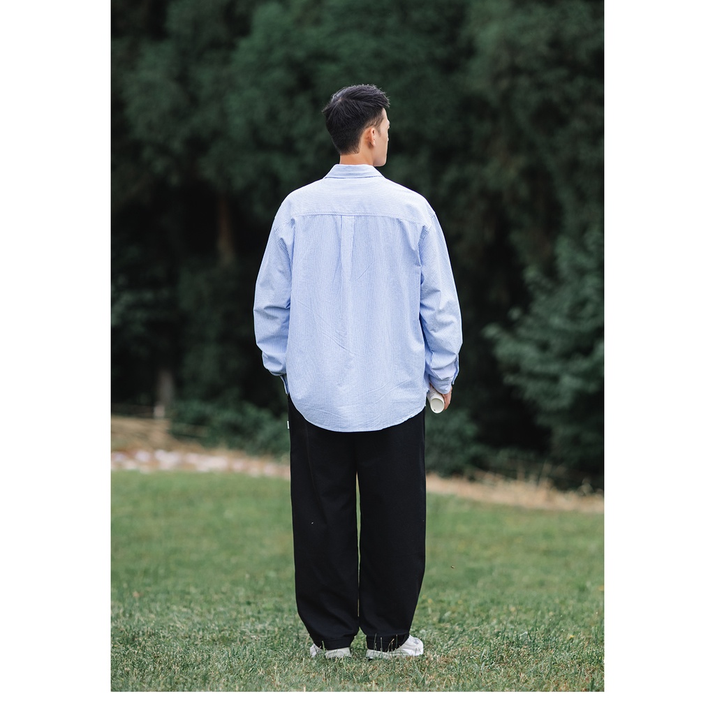 Áo Khoác Sơ Mi Dài Tay Dáng Rộng Họa Tiết Kẻ Sọc Phong Cách Nhật Bản Thời Trang Mùa Hè Hàng Mới Dành Cho Bạn Trai