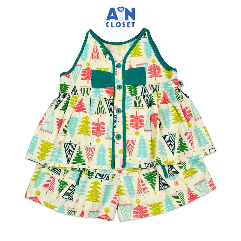 Bộ quần áo Ngắn bé gái họa tiết Cây Thông Xanh cotton - AICDBGMY1PCM - AIN Closet