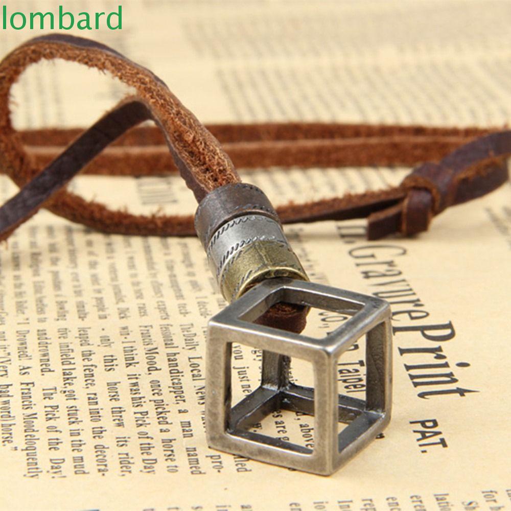 Vòng cổ Da Mặt Vuông Hợp Kim Phong Cách Punk Cá Tính Cho Nam