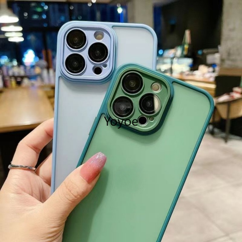 Ốp Điện Thoại Silicon TPU Mềm Đục Chống Sốc Chống Dấu Vân Tay Bảo Vệ Ống Kính Cho iPhone 11 12 13 14 Pro Max X Xs Xr 7 8 Plus SE