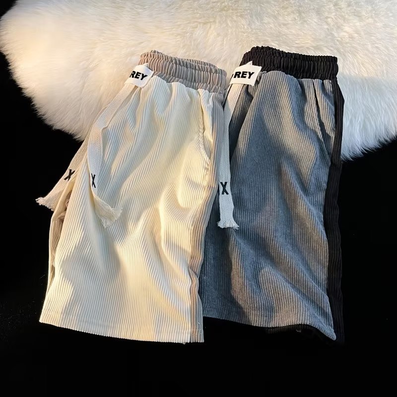 Quần Short Thể Thao Dáng Rộng Chất Nhung Phối Màu Sắc Tương Phản Phong Cách Đường Phố Mỹ Cá Tính Cho Nam