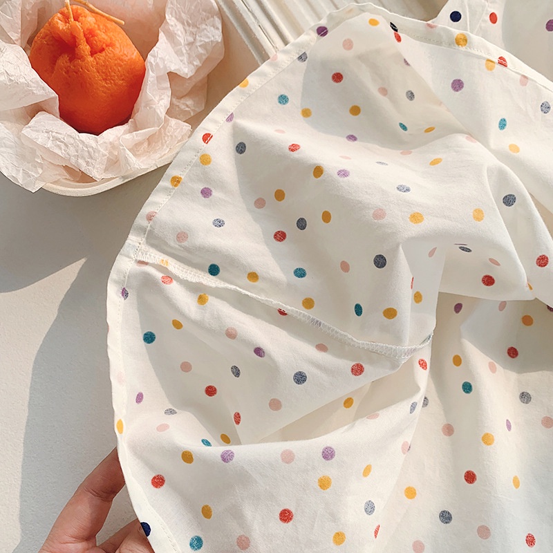 Hàng Có Sẵn Đầm Cotton Nguyên Chất Thêu Hoa Chấm Bi Nhiều Màu Phong Cách Hàn Quốc Ngọt Ngào Mùa Hè Cho Bé Gái