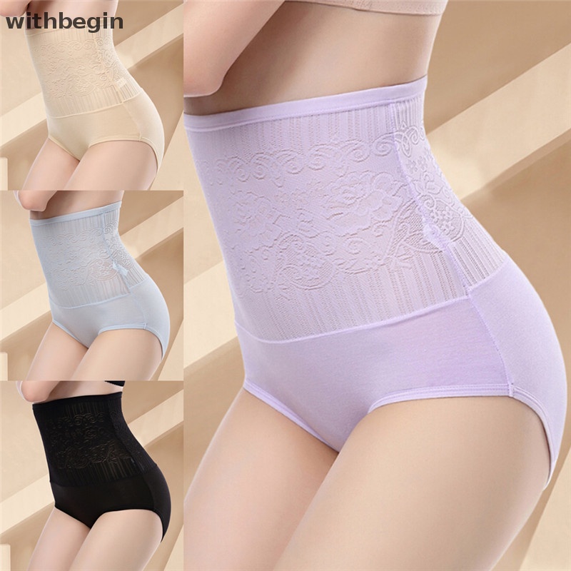 Quần Lót Lưng Cao Định Hình Eo Thon Gọn Phối Ren Cho Nữ