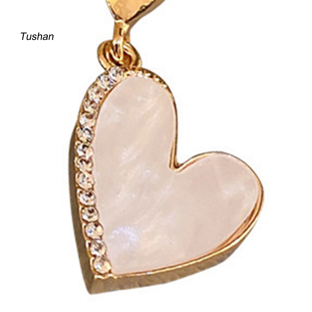 1 Đôi Bông Tai Hình Trái Tim Đính Đá Lấp Lánh Dễ Thương Dành Cho Nữ