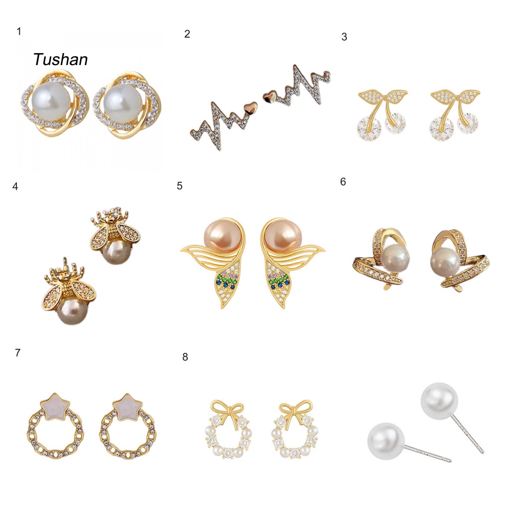 1 Đôi Bông Tai Đính Đá Ngọc Trai Giả Bắt Mắt Dễ Phối Đồ Thời Trang Cho Nữ