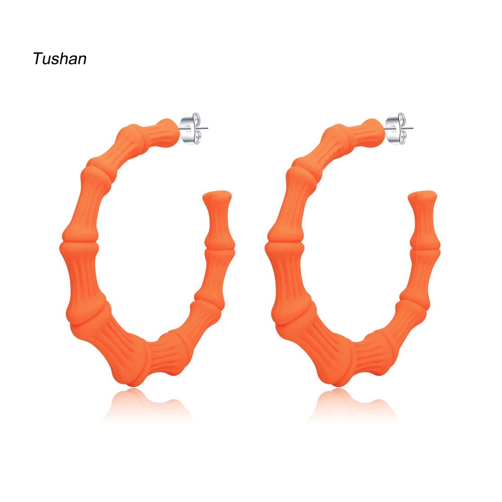 1 Đôi Bông Tai Hình Chữ C Bằng Tre Chống Phai Màu