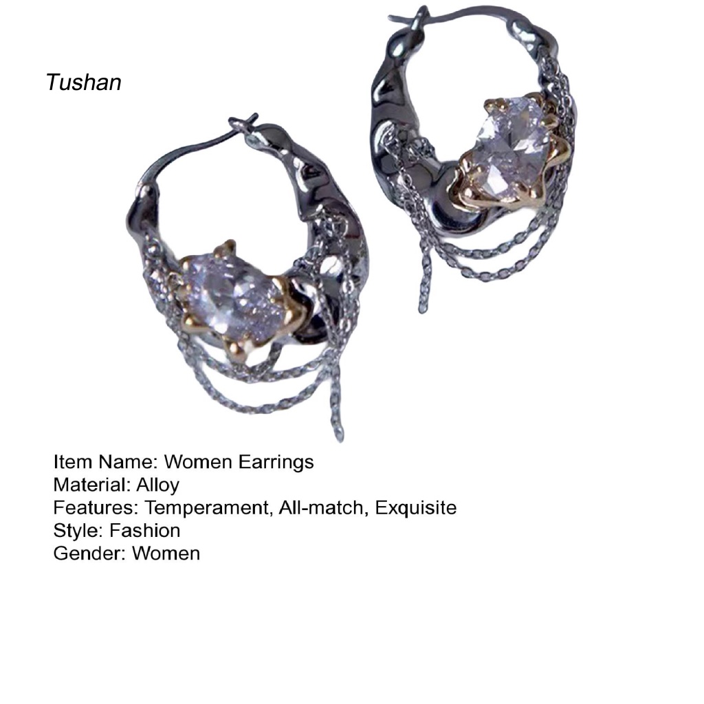 1 Đôi Bông Tai Tròn Đính Đá Lấp Lánh Thời Trang Dành Cho Nữ