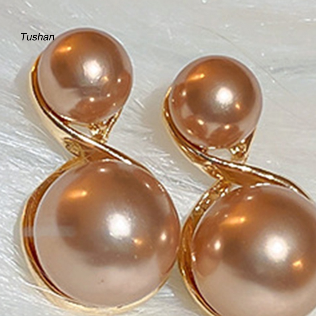 1 Đôi Bông Tai Ngọc Trai Giả Màu Sắc Champagne Thời Trang