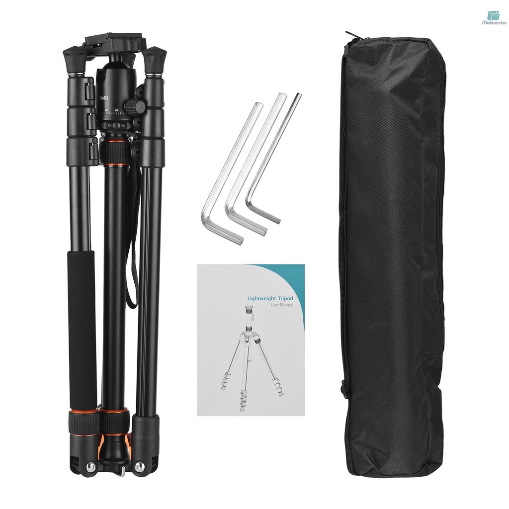 Nahamo 2-in-1 Photography Tripod Monopod Stand 200cm/78.7in Max. Height 5kg Load Aluminium Alloy 360° Rotatable Ball Head with Carry Bag for DSLR Cameras Camcorders Smartphones