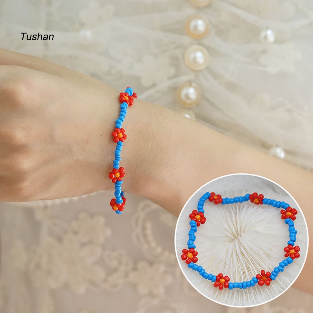 Vòng Tay Chuỗi Hạt Đính Hoa Tinh Tế Thời Trang Cho Nữ