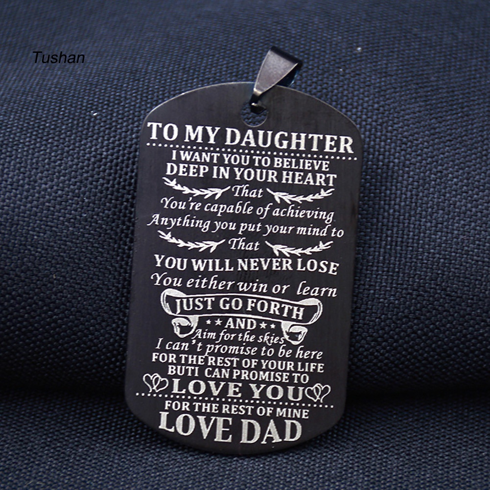 Vòng cổ Mặt Thẻ Khắc Chữ To My Daughter Dad Thời Trang Unisex
