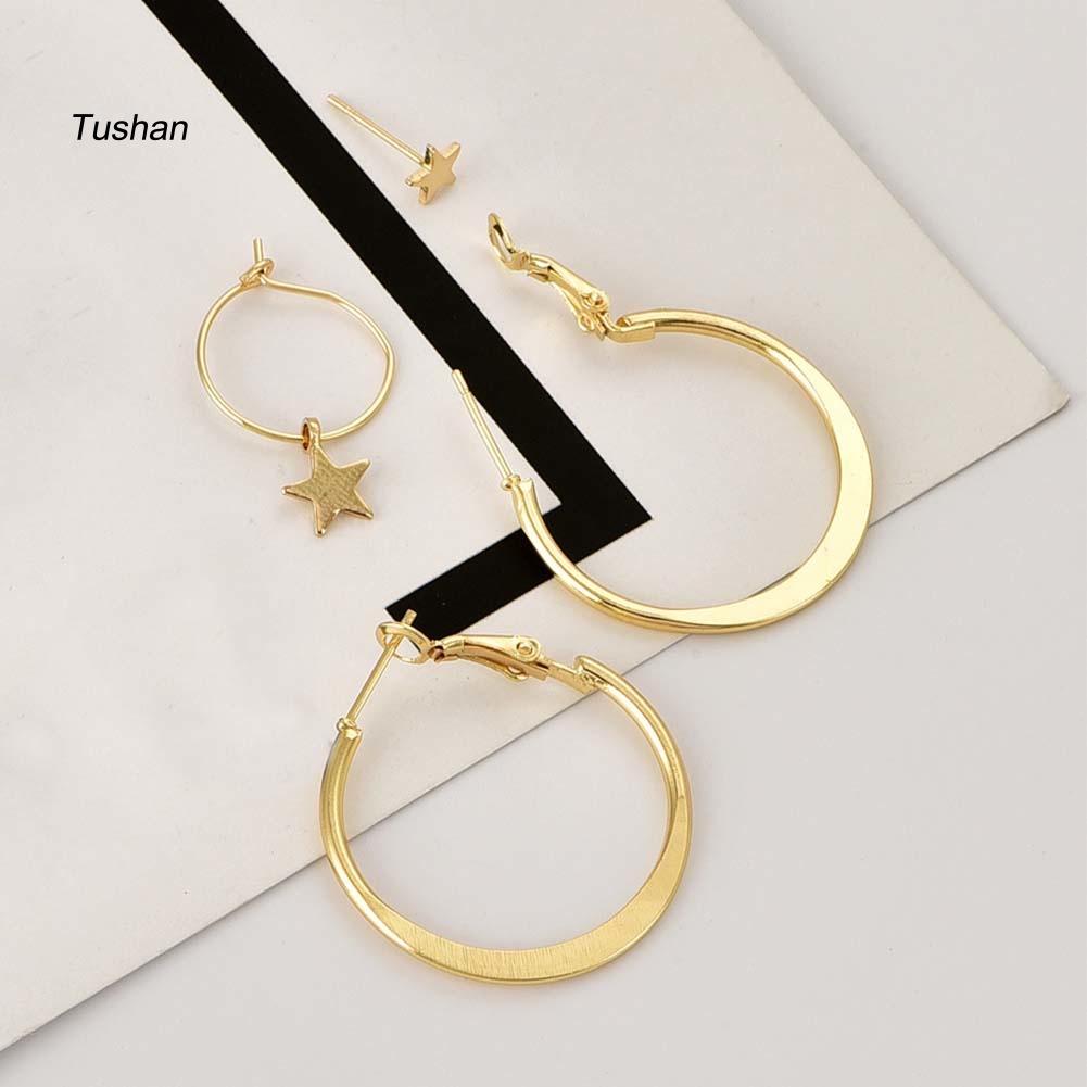 Set 4 Khuyên Tai Hình Ngôi Sao Năm Cánh Thời Trang Nữ