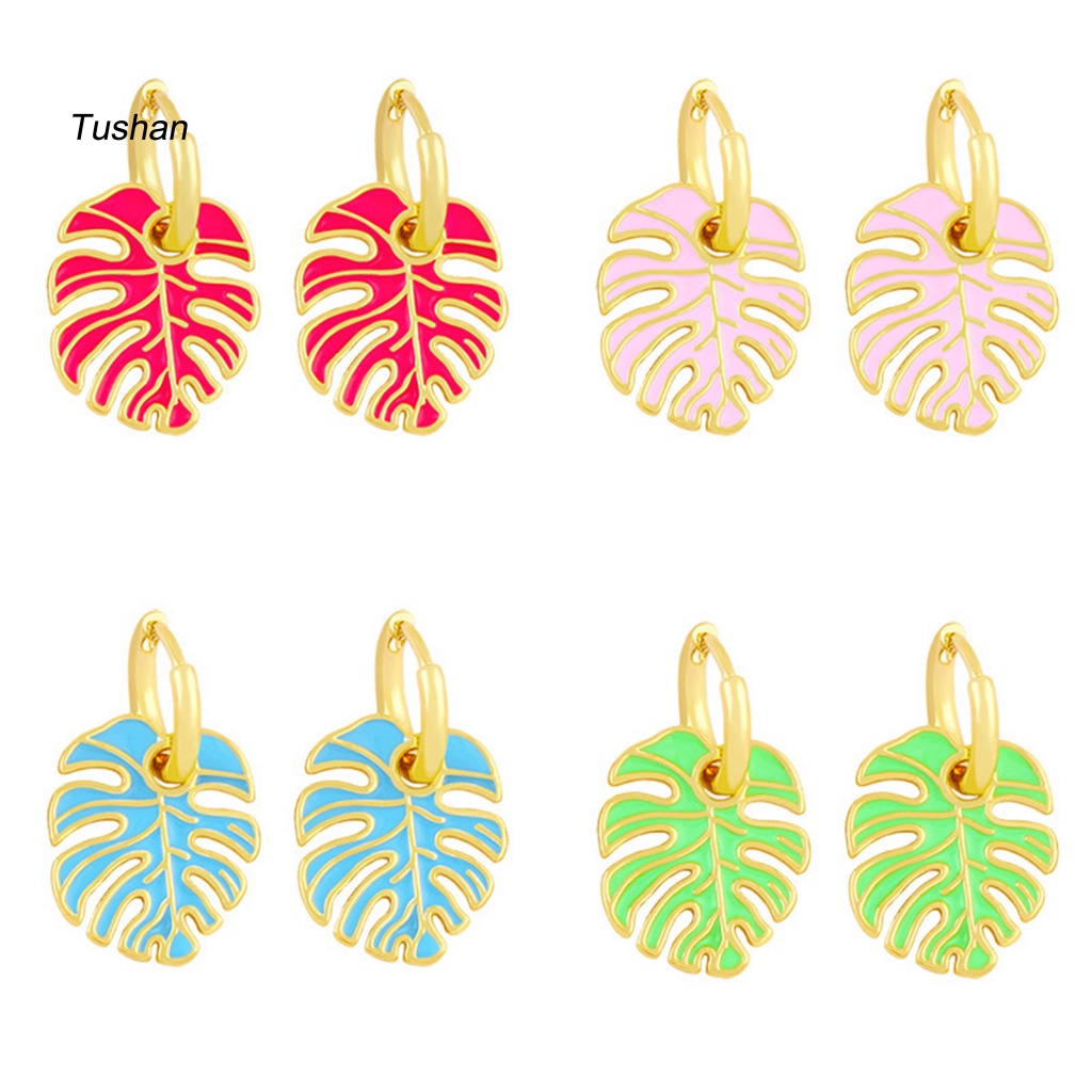 1 Đôi Bông Tai Hình Chiếc Lá Phong Cách Bohemia Cổ Điển