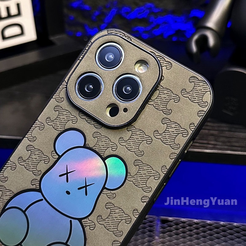 Ốp Điện Thoại Màu Laser Họa Tiết Chú Gấu Độc Đáo Chống Rơi Cho IPhone 14 12 13 11 Pro X Xs Max XR 7 8 14 Plus