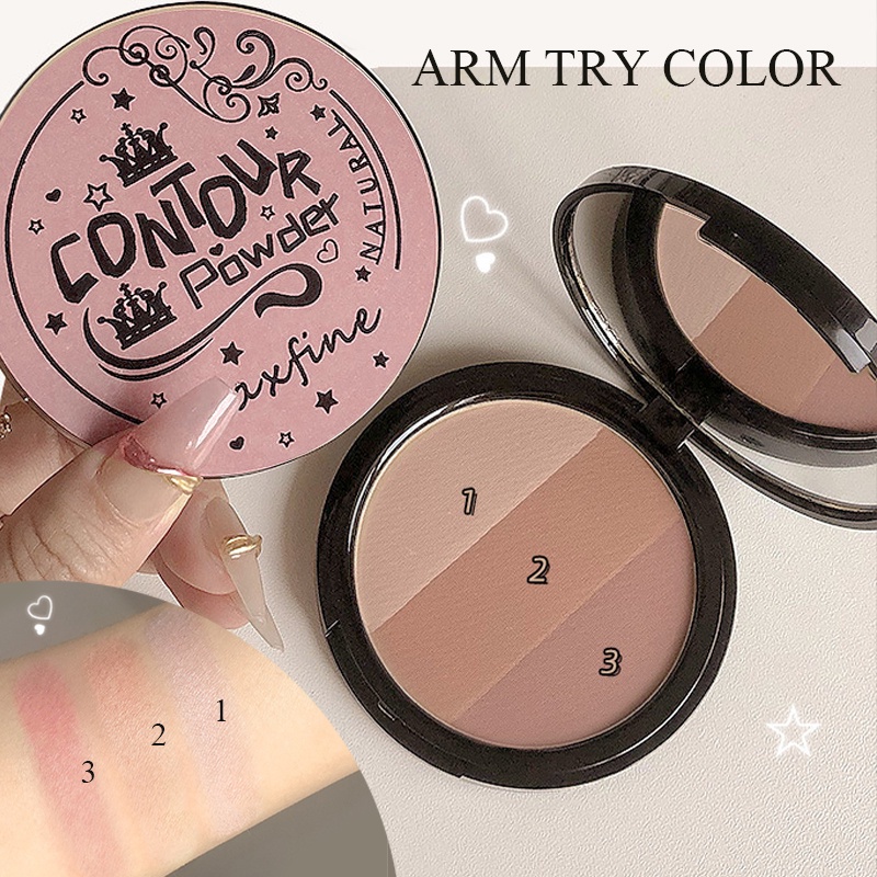 Bảng Phấn Má Hồng 3 Màu Sắc Tạo Khối Trang Điểm 3D 3 Trong 1 Chống Mồ Hôi Dành Cho Nữ