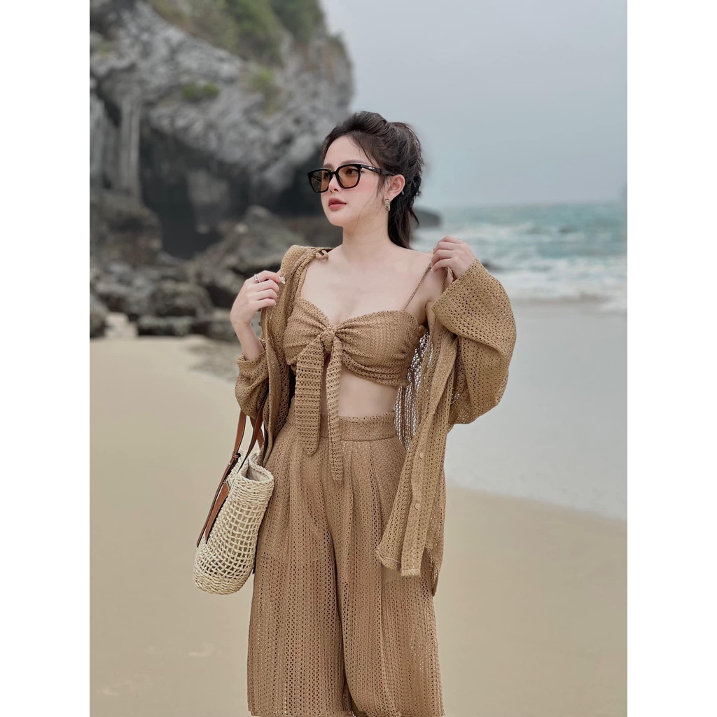Set đồ đi biển 3 món bikini có lót trong 2 màu xinh đẹp dễ thương,quyến rũ cá tính