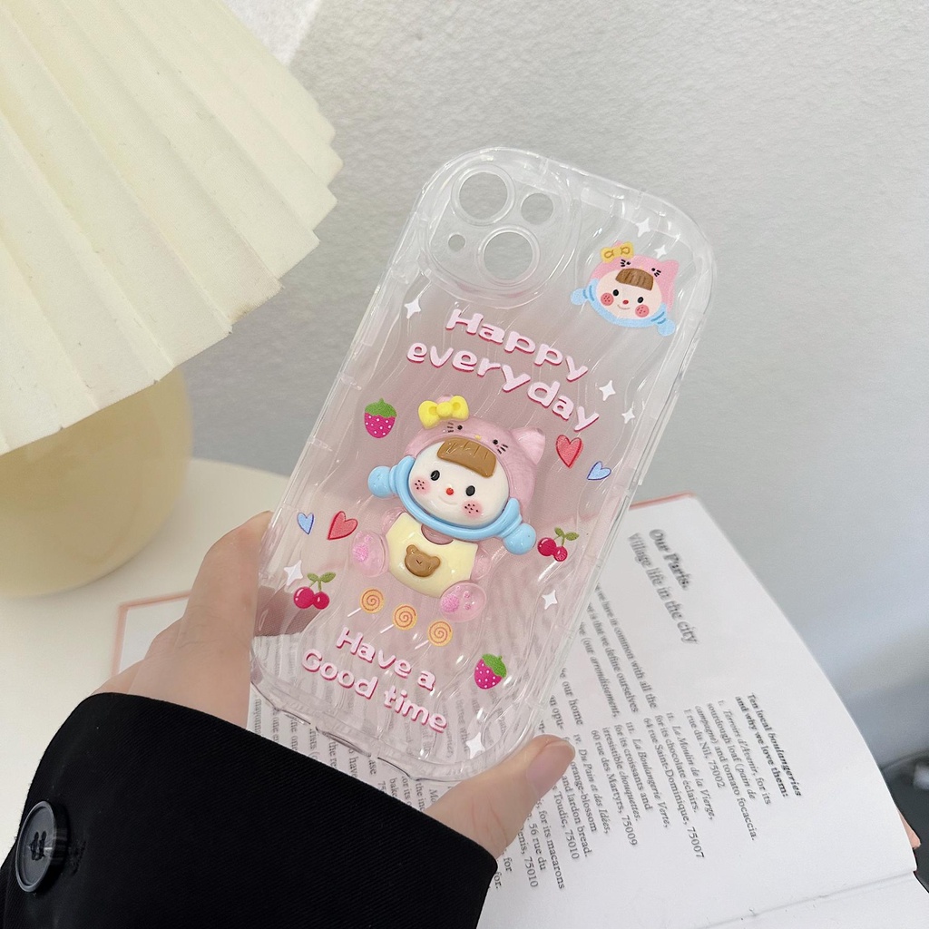 Ốp Điện Thoại Silicon TPU Mềm Trong Suốt Họa Tiết Hoạt Hình 3D Dạ Quang Chống Sốc Cho iPhone 13 12 11 Pro Max 14 Plus