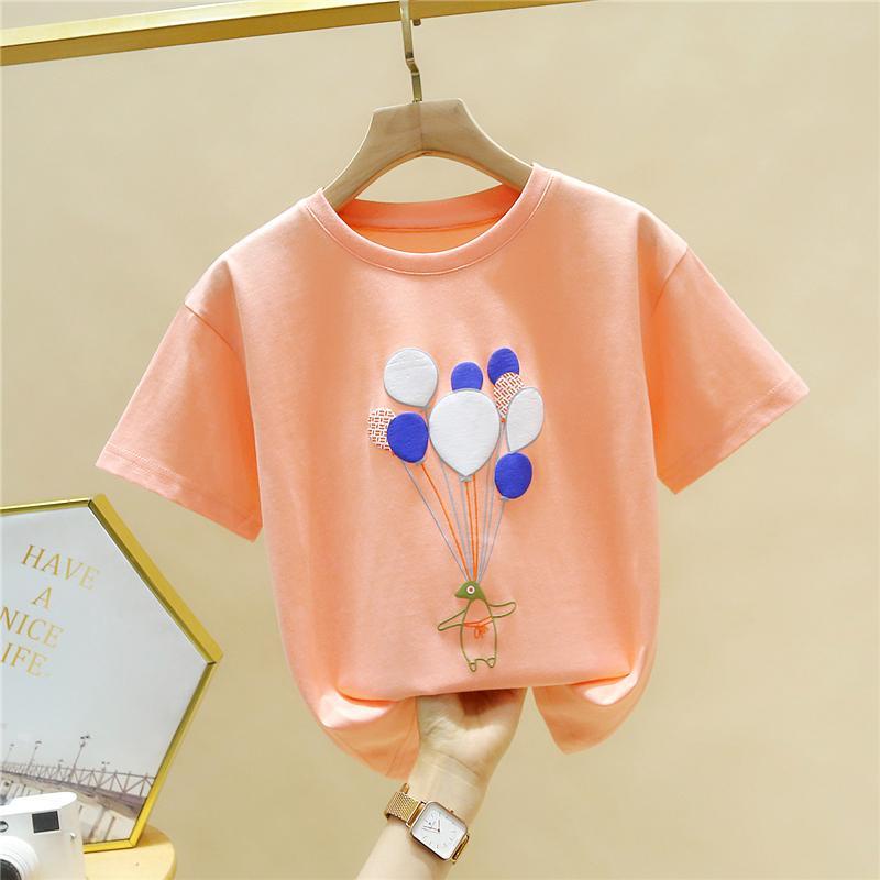 Áo Thun Tay Ngắn Mùa Hè 2023 Bằng Cotton Trơn Hợp Thời Trang Cho Bé Gái