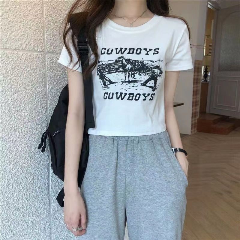 Áo baby tee Thun croptop Tay Ngắn Dáng Ôm Xinh Xắn