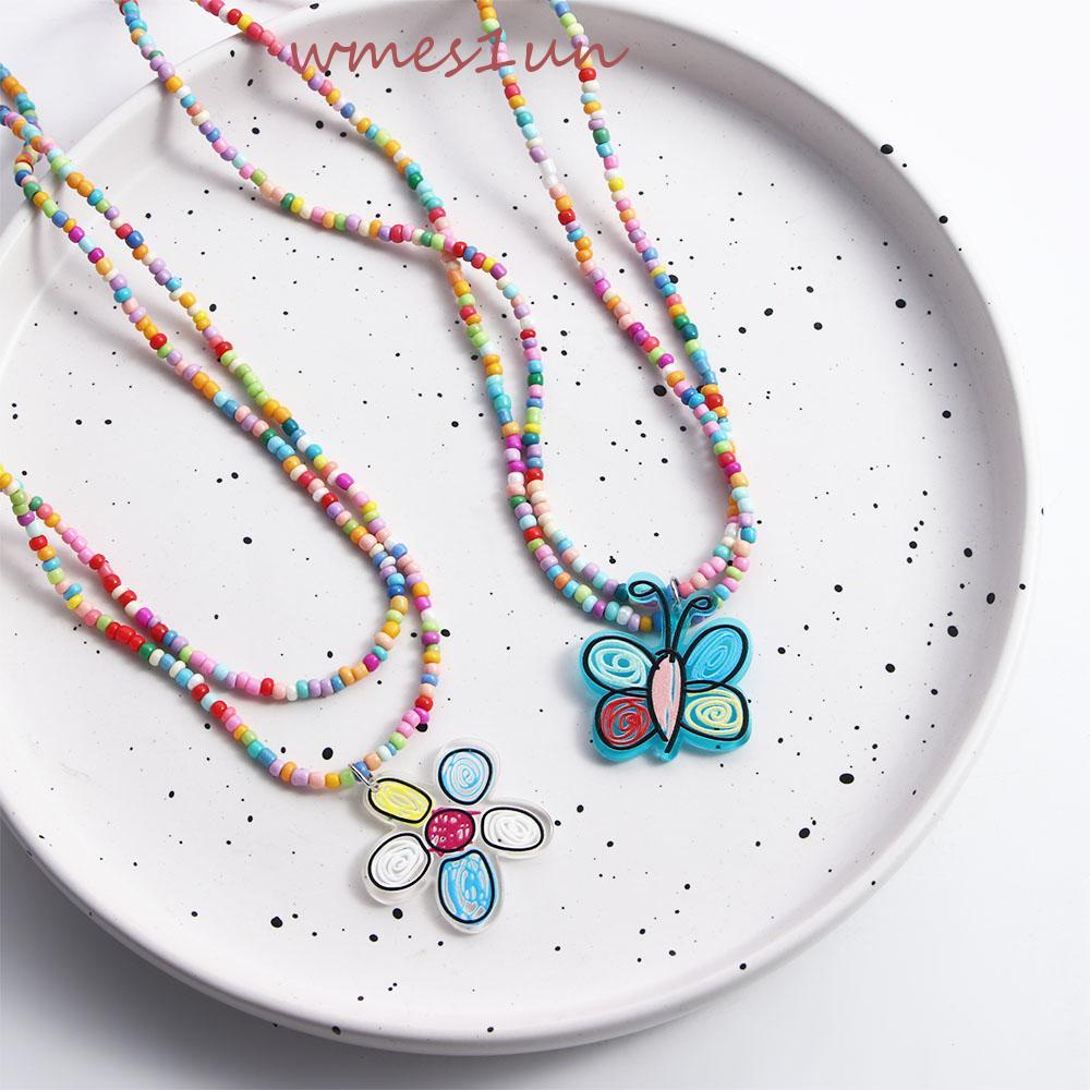 Vòng cổ Hai Lớp Trang Trí Hạt Nhiều Màu Sắc Phong Cách Bohemian Cổ Điển Thời Trang Mùa Hè WMES15H