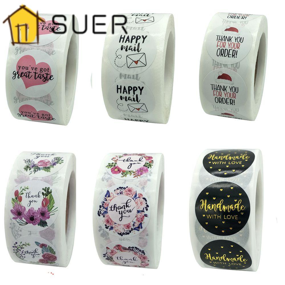 Cuộn 500 Miếng Dán Tròn In Chữ Thank You Độc Đáo Trang Trí Gói Quà / Đồ Thủ Công DIY