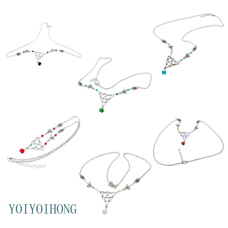 Chuỗi Dây Đeo Trán Đính Hạt Phong Cách Ai-Len Cá Tính