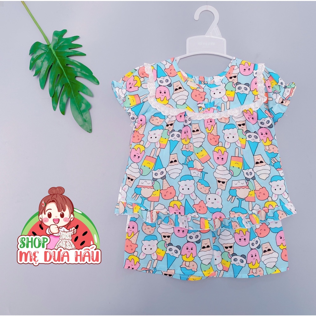 Bộ tole đùi bé gái, bộ lanh tiểu thư mặc nhà cho bé 8-38kg shop mẹ dưa hấu