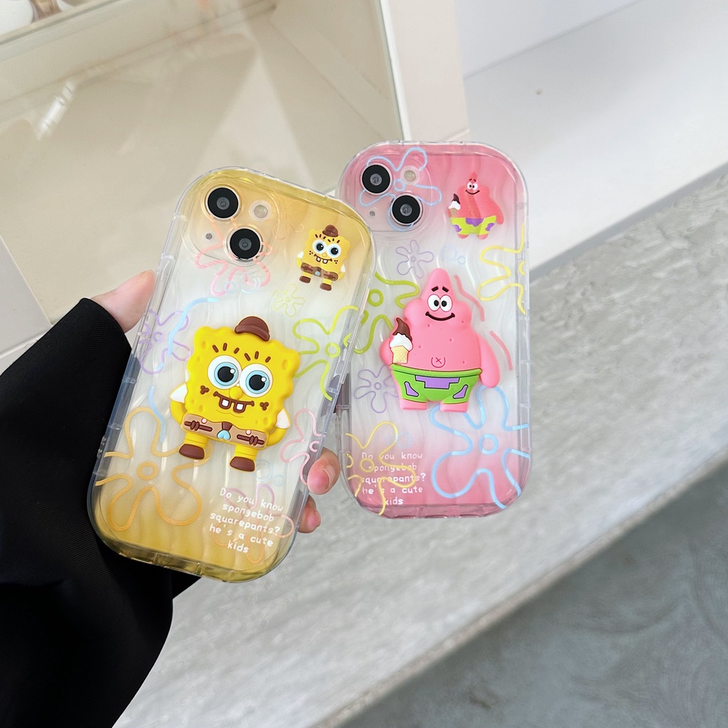 Ốp Điện Thoại TPU Dẻo Trong Suốt Họa Tiết Hoạt Hình Spongebob &amp; Patrick Cho iPhone 13 12 11 Pro Max 14 Plus