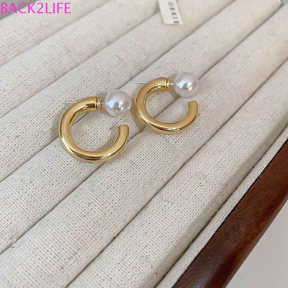 Bông Tai Bán Nguyệt Hình Chữ C Bằng Kim Loại Cá Tính Cho Nữ BACK2LIFE