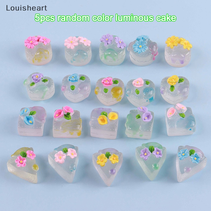 Set 5 Mô Hình Bánh Kem Louisheart Mini Bằng Nhựa Resin Trong Suốt Phát Quang Độc Đáo