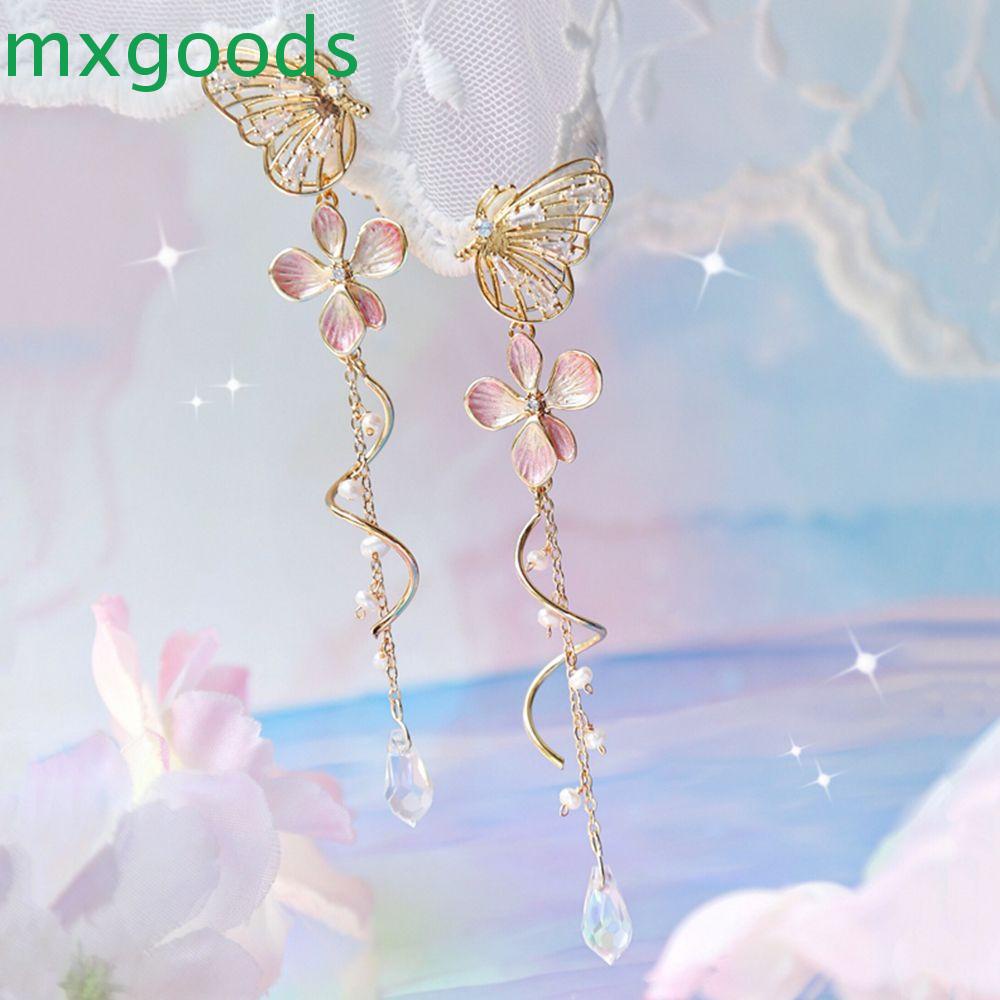 Khuyên Tai Hình Bướm Phối Tua Rua Phong Cách Hàn Quốc Thanh Lịch Thời Trang