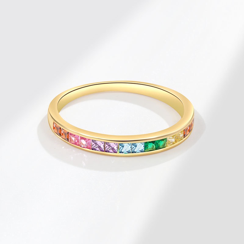 Nhẫn Mạ Vàng 18k Đính Đá Zircon Vuông Cao Cấp