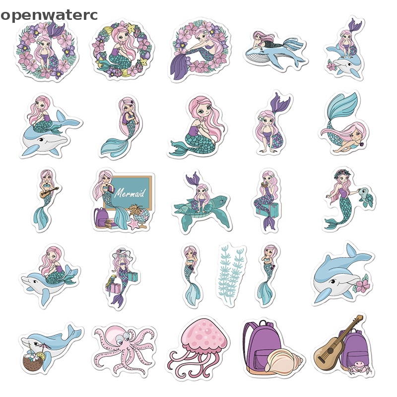 Bộ 50 Sticker Dán Trang Trí Hình Động Vật Biển