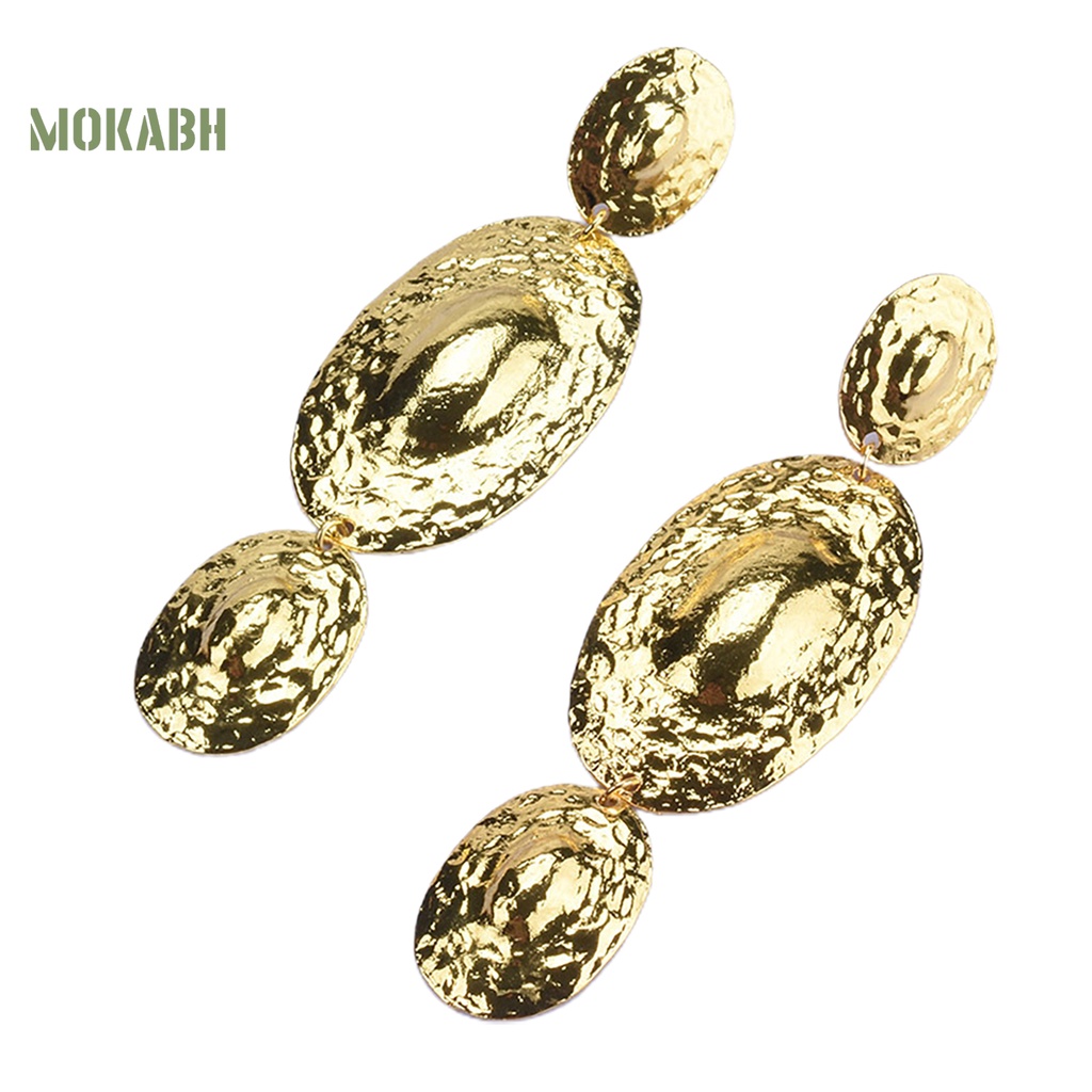 1 Đôi Bông Tai Dáng Dài Bằng Kim Loại Mạ Điện Sáng Bóng Phong Cách Âu Mỹ Dành Cho Nữ