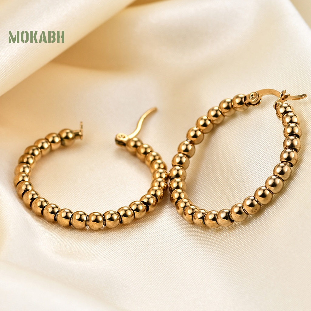 1 Đôi Bông Tai Tròn Mạ Điện Bóng Cao Đính Hạt Thời Trang