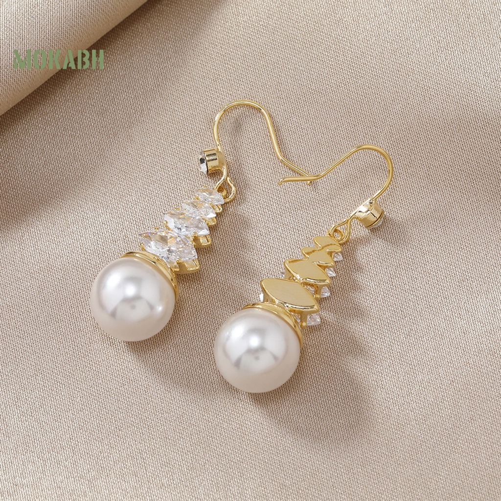 [Mới] 2 Bông Tai Đính Ngọc Trai Giả Bằng Đồng Phong Cách Trung Hoa Tinh Tế Dễ Phối Đồ Cho Nữ