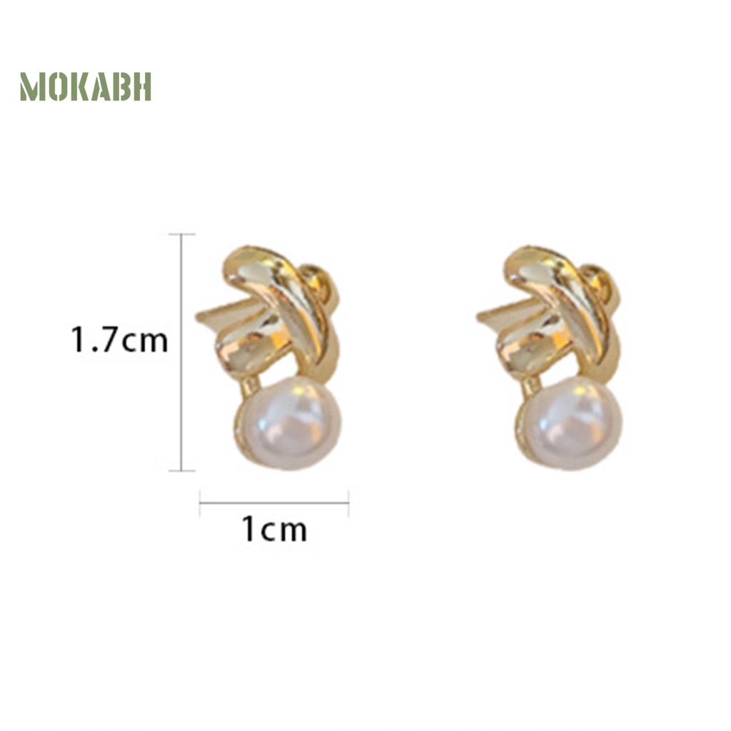 1 Đôi Bông Tai Hình Chữ X Đính Ngọc Trai Giả Thời Trang Dành Cho Nữ