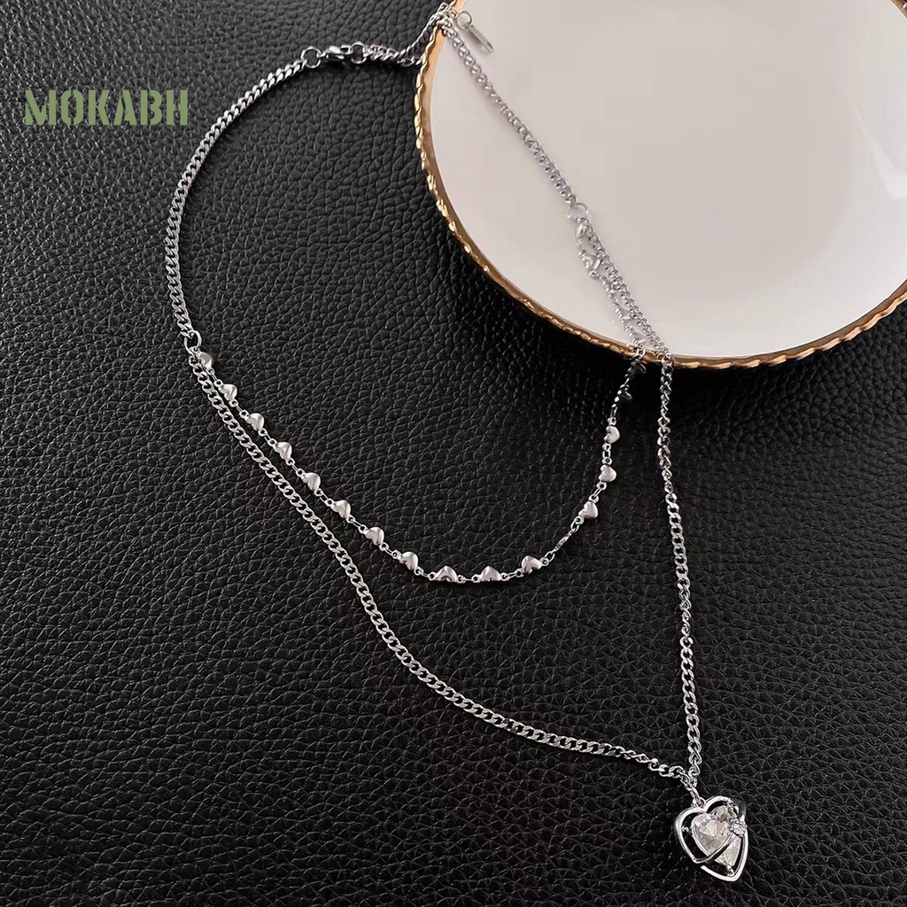 [Mới] Vòng cổ Hai Lớp Bằng Thép Titan Mặt Hình Trái Tim Thanh Lịch Cá Tính Có Thể Điều Chỉnh Dành Cho Thanh Thiếu Niên