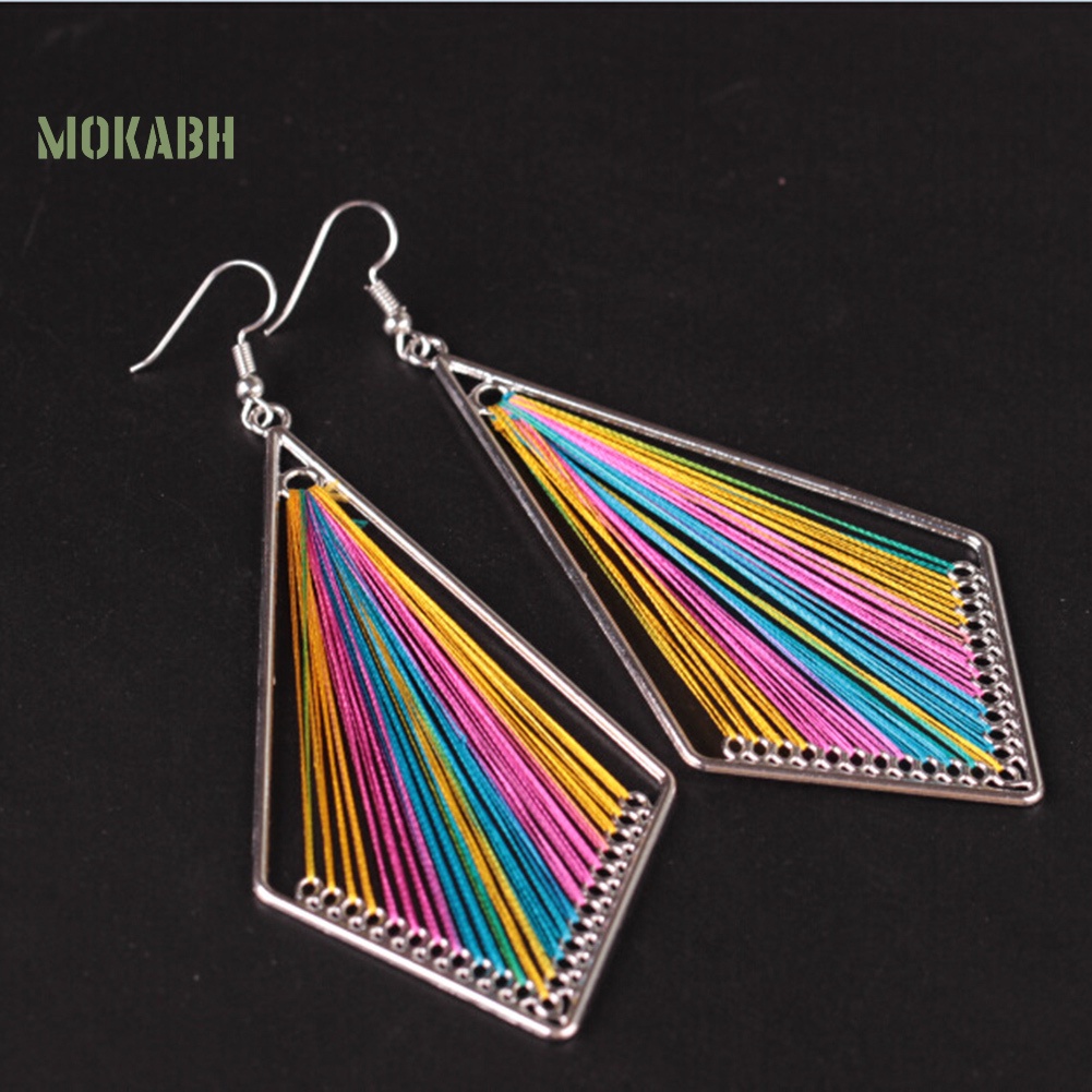 Bông Tai Móc Hình Giọt Nước Bằng Lụa Nhiều Màu Phong Cách Bohemian Thời Trang Cho Nữ