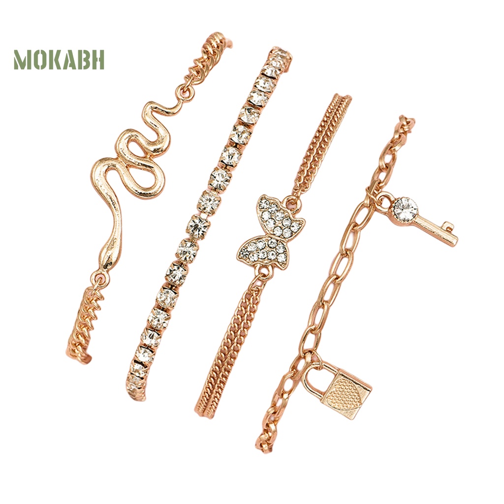 Set 4 Vòng Tay Nhiều Lớp Đính Đá Thời Trang Cho Nữ