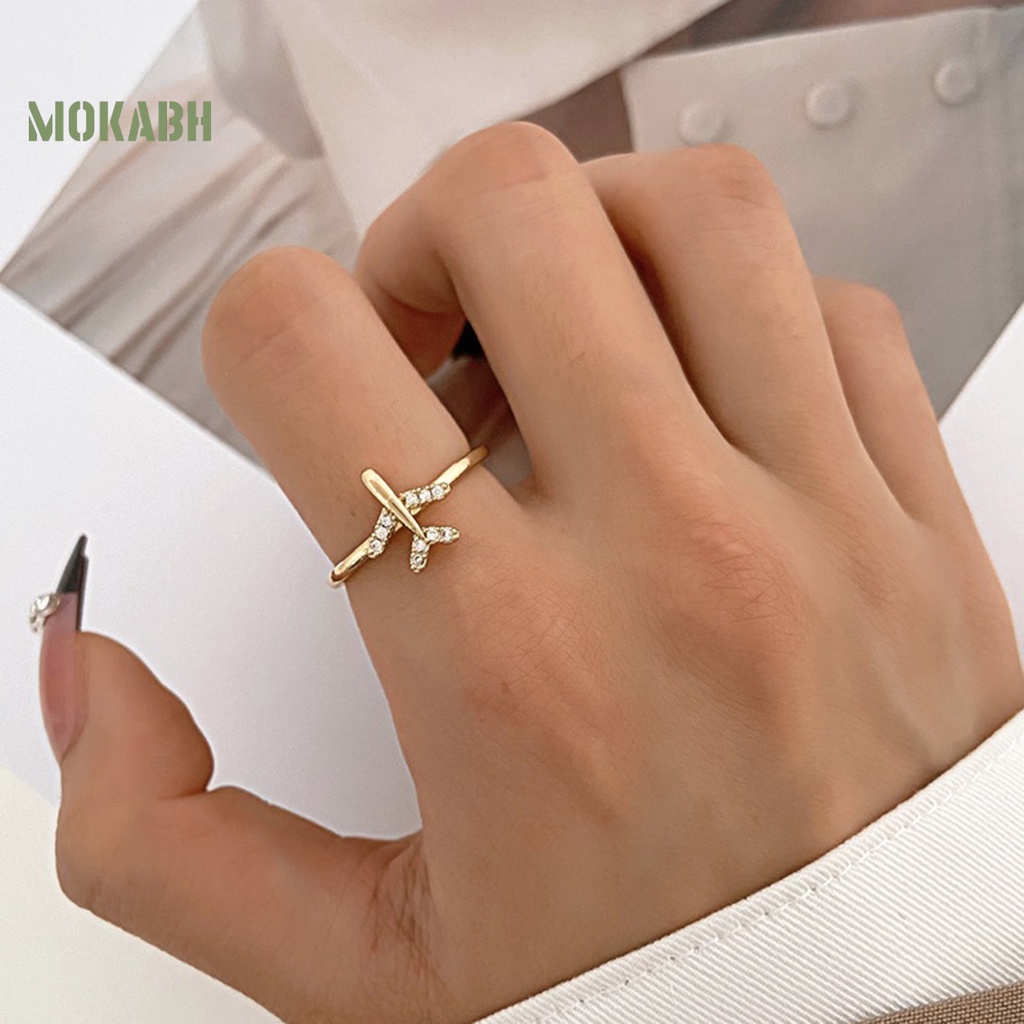 [Mới] Nhẫn Hở Hình Máy Bay Bằng Kim Loại Lấp Lánh Có Thể Điều Chỉnh