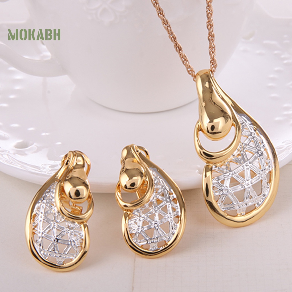 1 Set Vòng cổ Và Bông Tai Mạ Điện Thiết Kế Độc Đáo Thời Trang