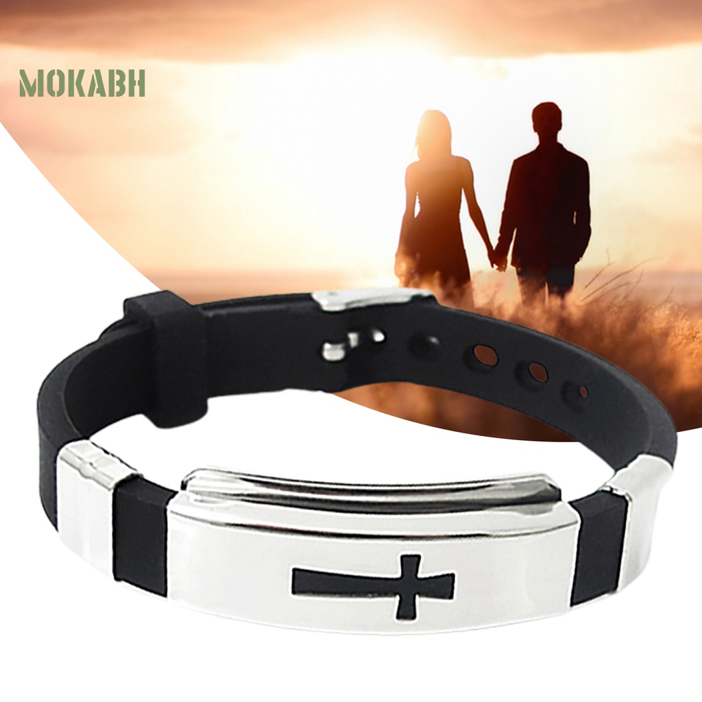 Vòng Đeo Tay Bằng Thép Không Gỉ Họa Tiết Chữ Thập Unisex