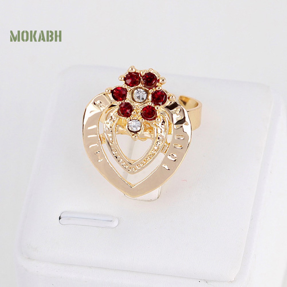 Bộ Trang Sức Gồm Vòng cổ / Bông Tai / Nhẫn / Vòng Tay Hình Hoa / Trái Tim Đính Đá Thời Trang Cho Nữ