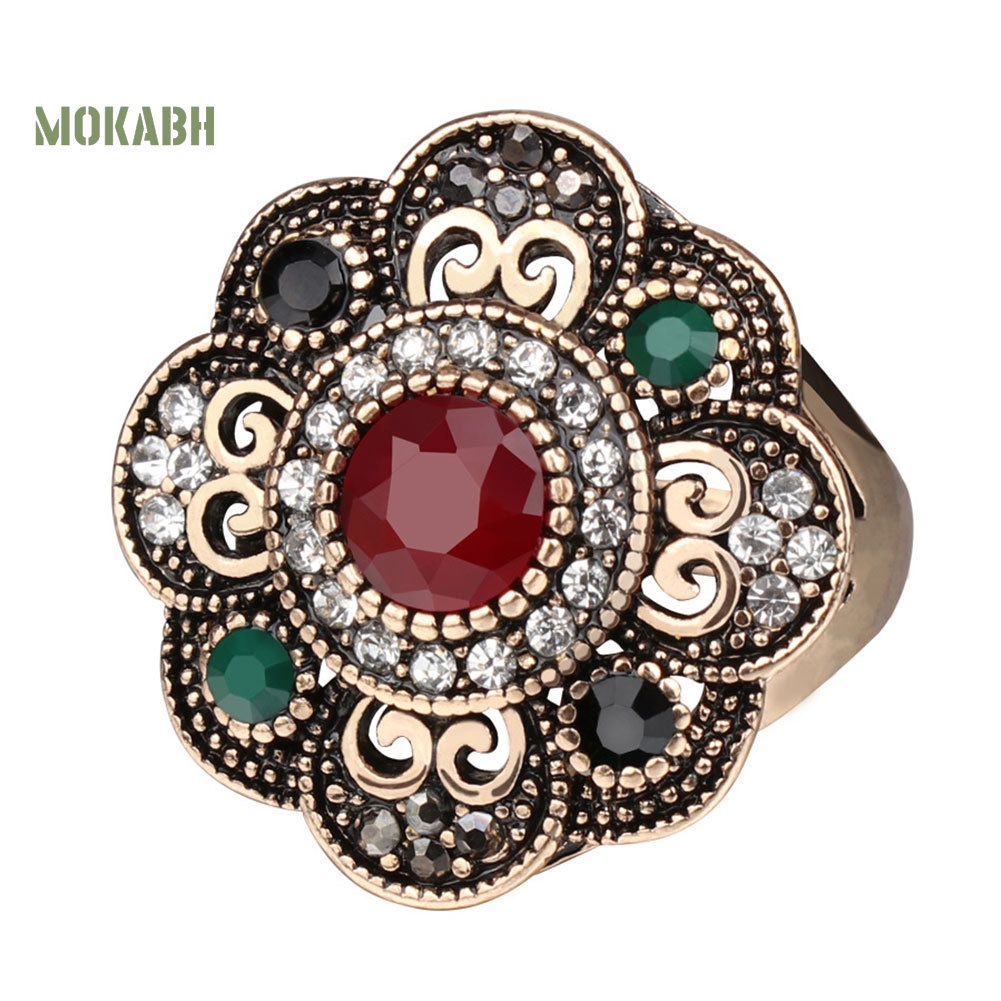 Nhẫn Hình Hoa Rỗng Đính Đá Phong Cách Vintage Cho Nữ