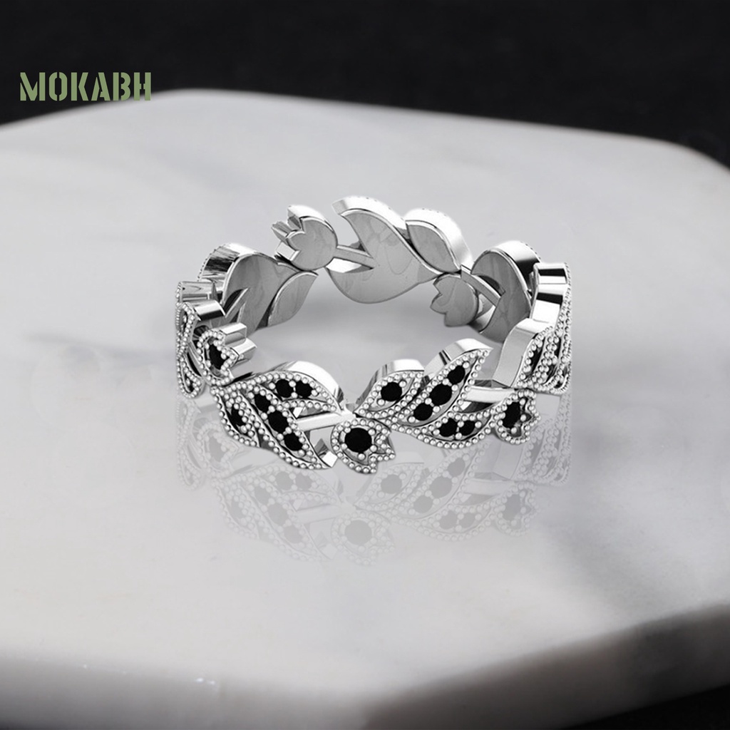 Set 2 Nhẫn Họa Tiết Hoa Lá Đính Đá Lấp Lánh Thời Trang Cho Nữ