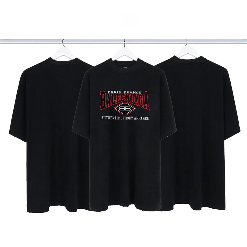 Áo Thun Tay Ngắn Dáng Rộng Thêu Khẩu Hiệu Màu Đỏ Thời Trang Chất Lượng Cao